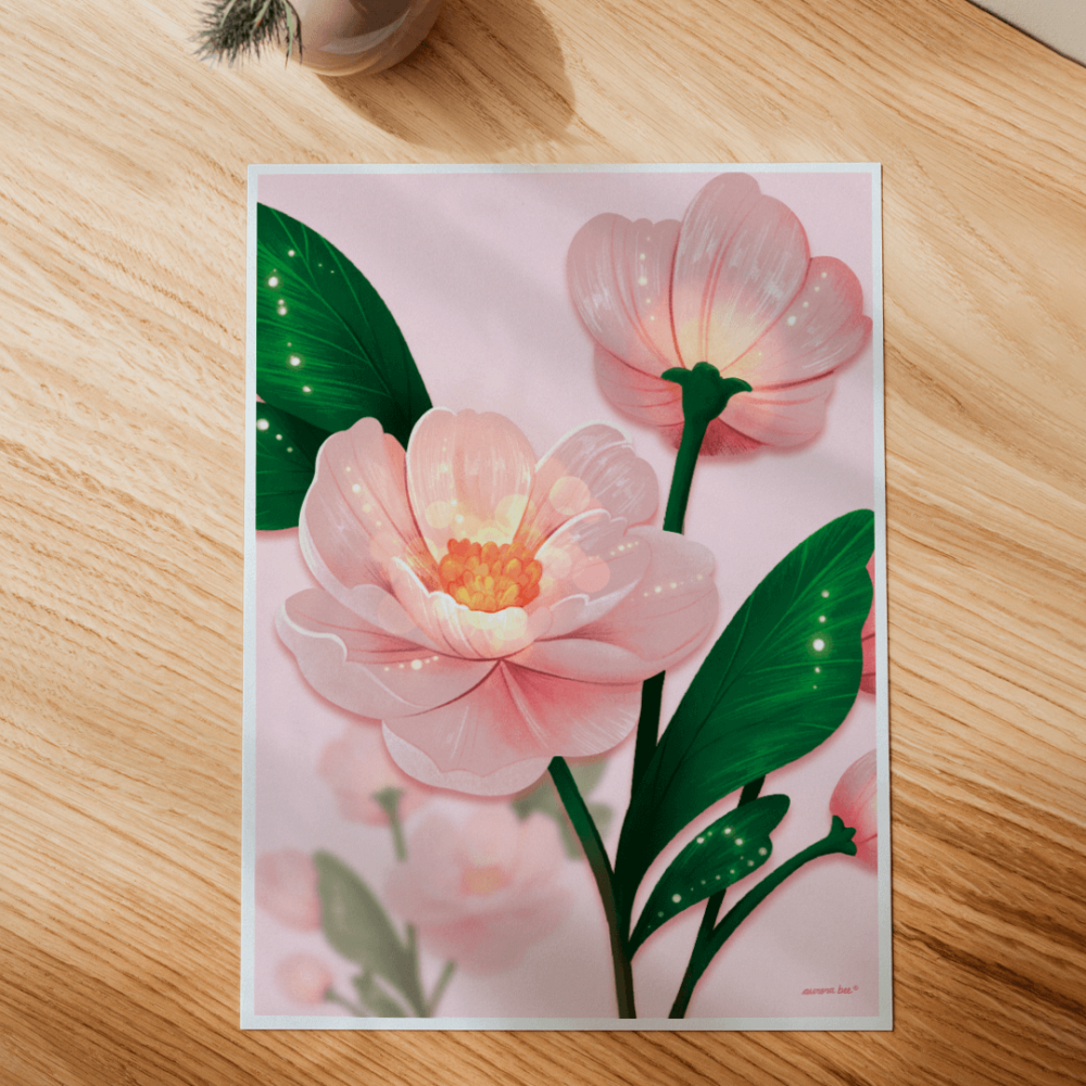 aurora-bee-arte-impressa-print-peonia-rosa-sem-moldura