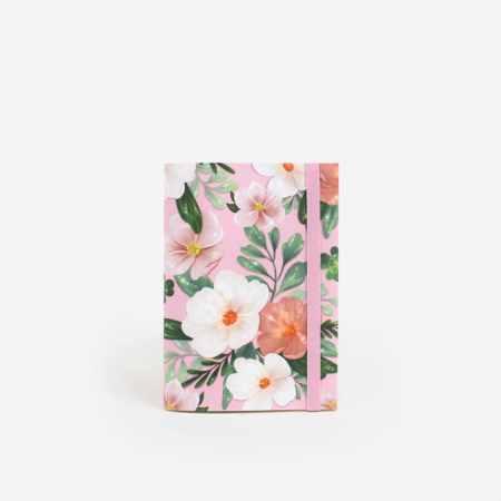 aurorabee_cadernoA6-com-elástico-floral rosa frente