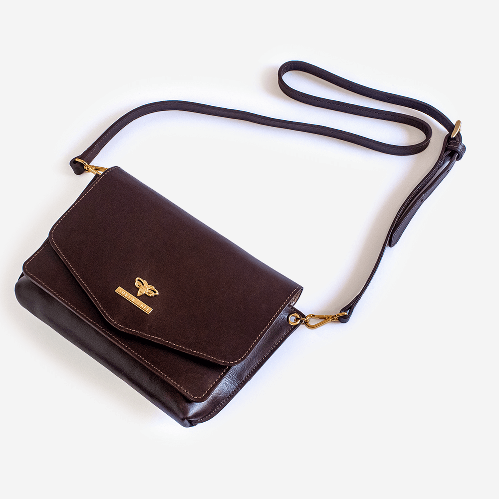 aurora bee Bolsa Lara marrom deitada