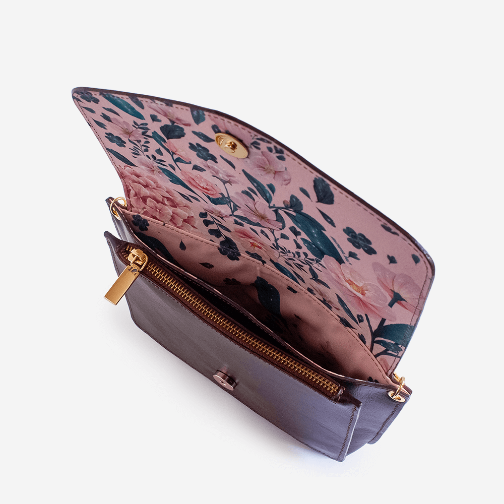 aurora bee Bolsa Lara marrom interno